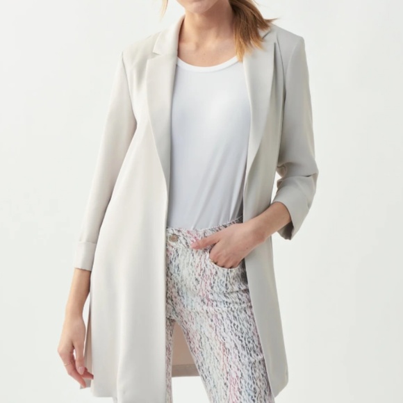 NWT Joseph Ribcoff Long Line Blazer Style Open Front Moonstone Size 12 - Picture 1 of 4
